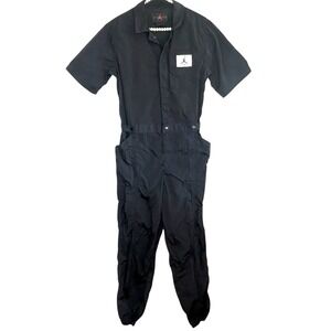 Air Jordan Parachute Jumpsuit Small Black Utility Streetwear Tapered Pockets